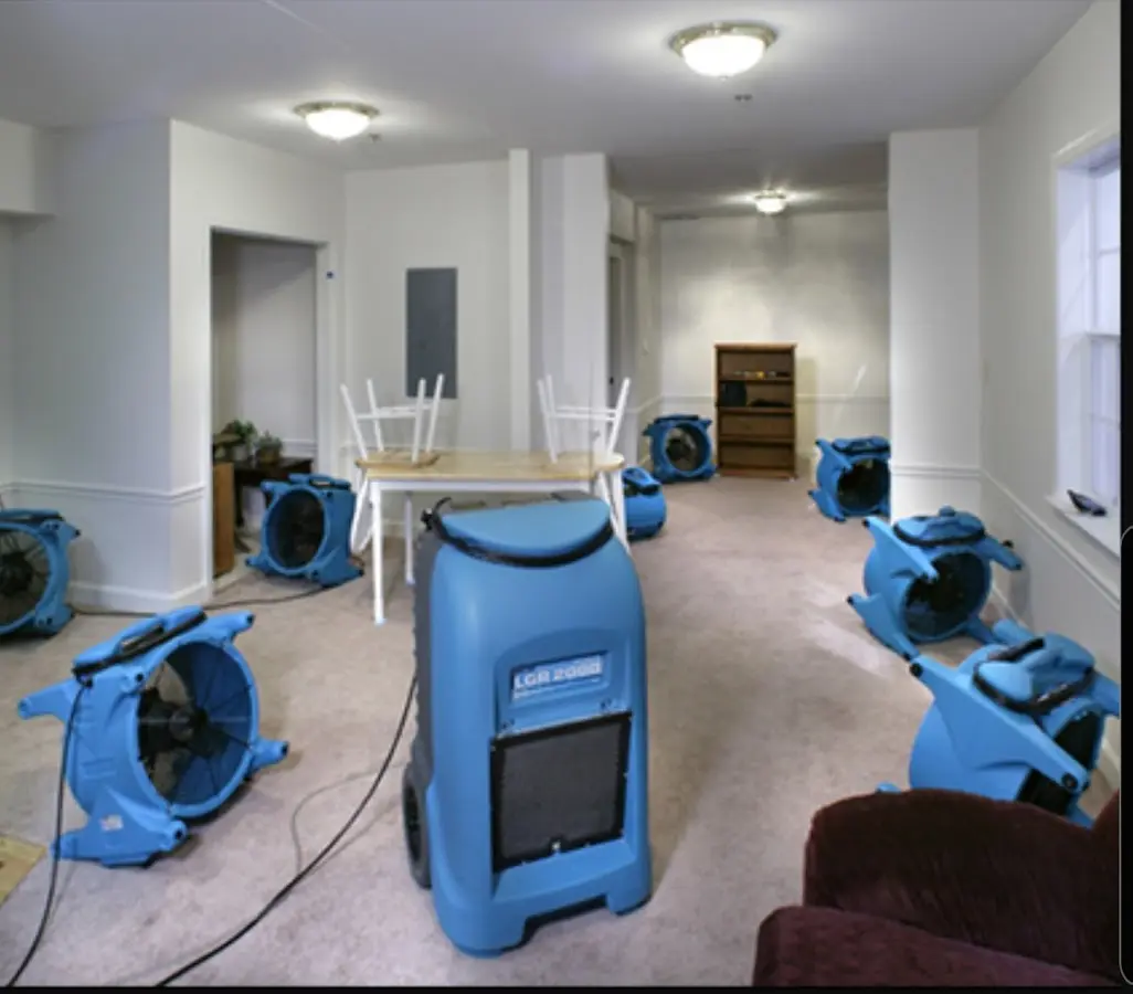 Air movers and dehumidifier setup for Water Damage Restoration in Port Arthur