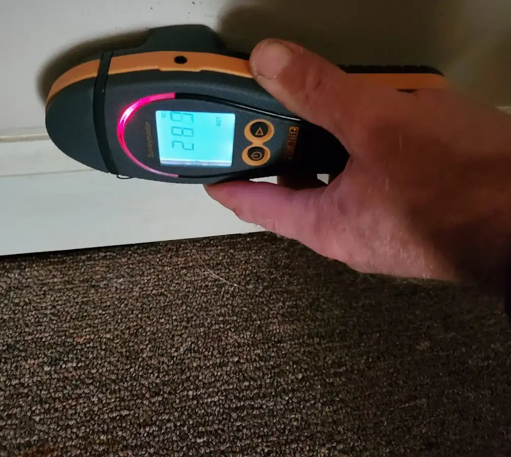 Moisture detection at baseboard during Mold Inspection & Testing in Port Arthur